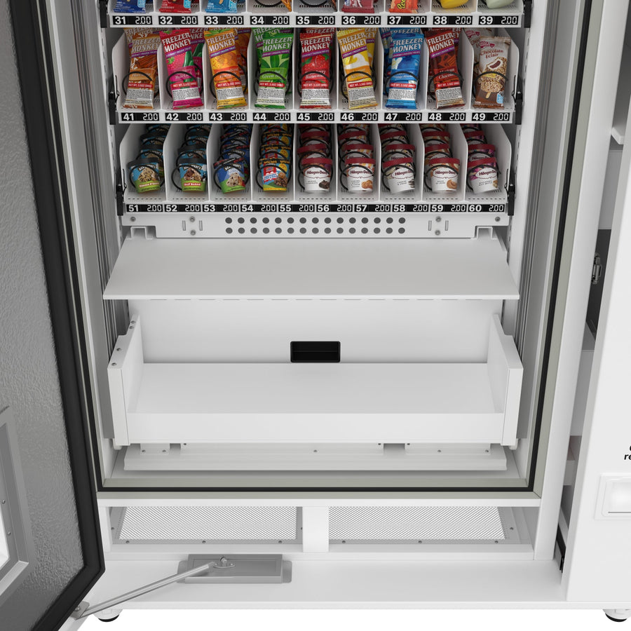 45 in. Commercial Freezer Ice Cream Vending Machine with 44 Slots, Ample 49 in. Touch Display, Bill Acceptor and Credit Card Reader in White (KM-VMFWT-36BR)