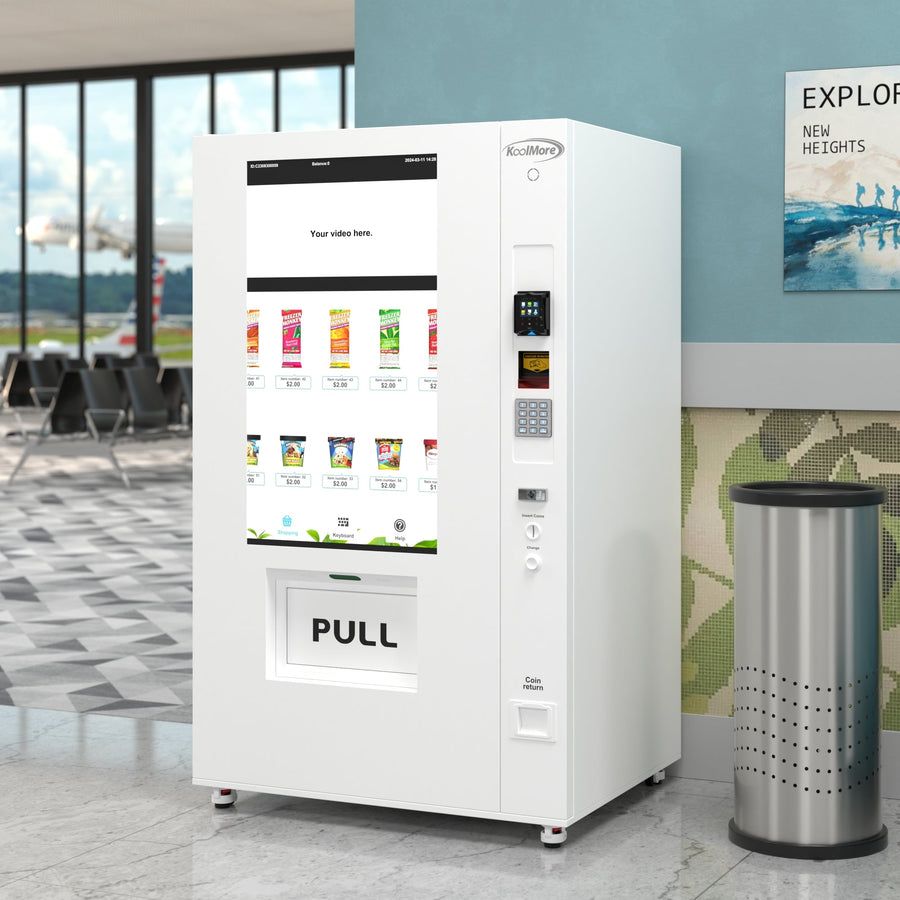 45 in. Commercial Freezer Ice Cream Vending Machine with 44 Slots, Ample 49 in. Touch Display, Bill Acceptor and Credit Card Reader in White (KM-VMFWT-36BR)