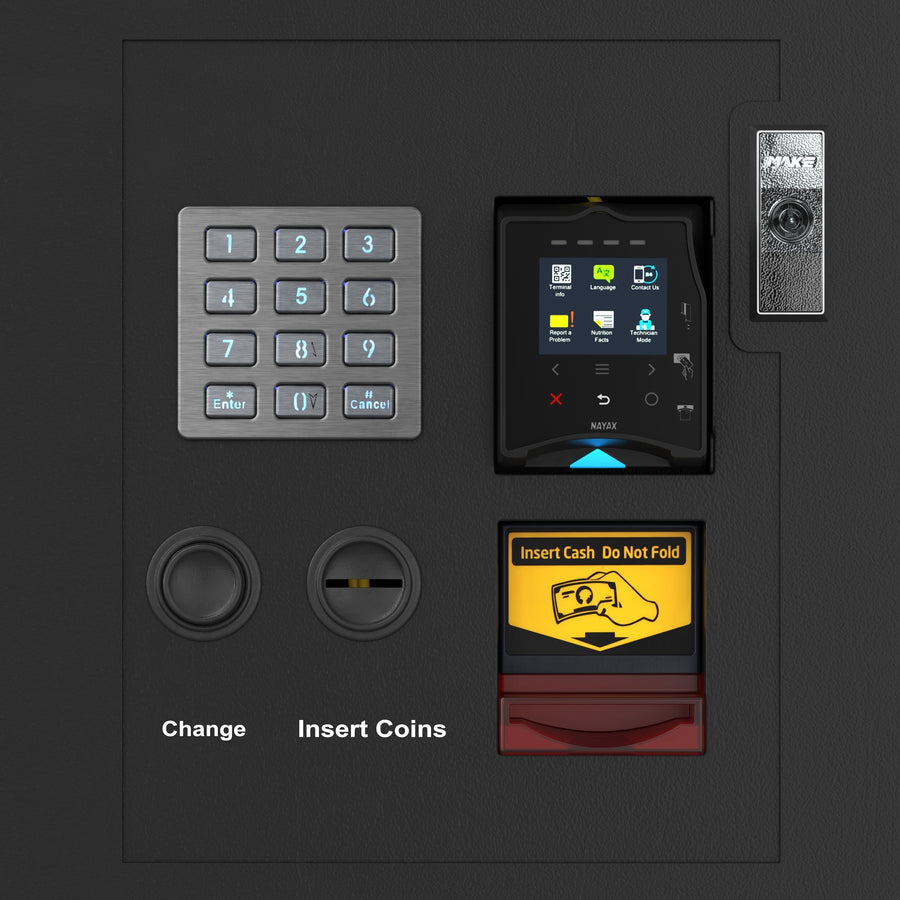 Snack Vending Machine with 21.5 Inch Touch Display, 66 Slots and Elevator-Lift Dispensing System, Refrigerated, Bill Acceptor and Credit Card Reader, Wifi and 4G Connectivity in Black (KM-VMRWT-66EBR)