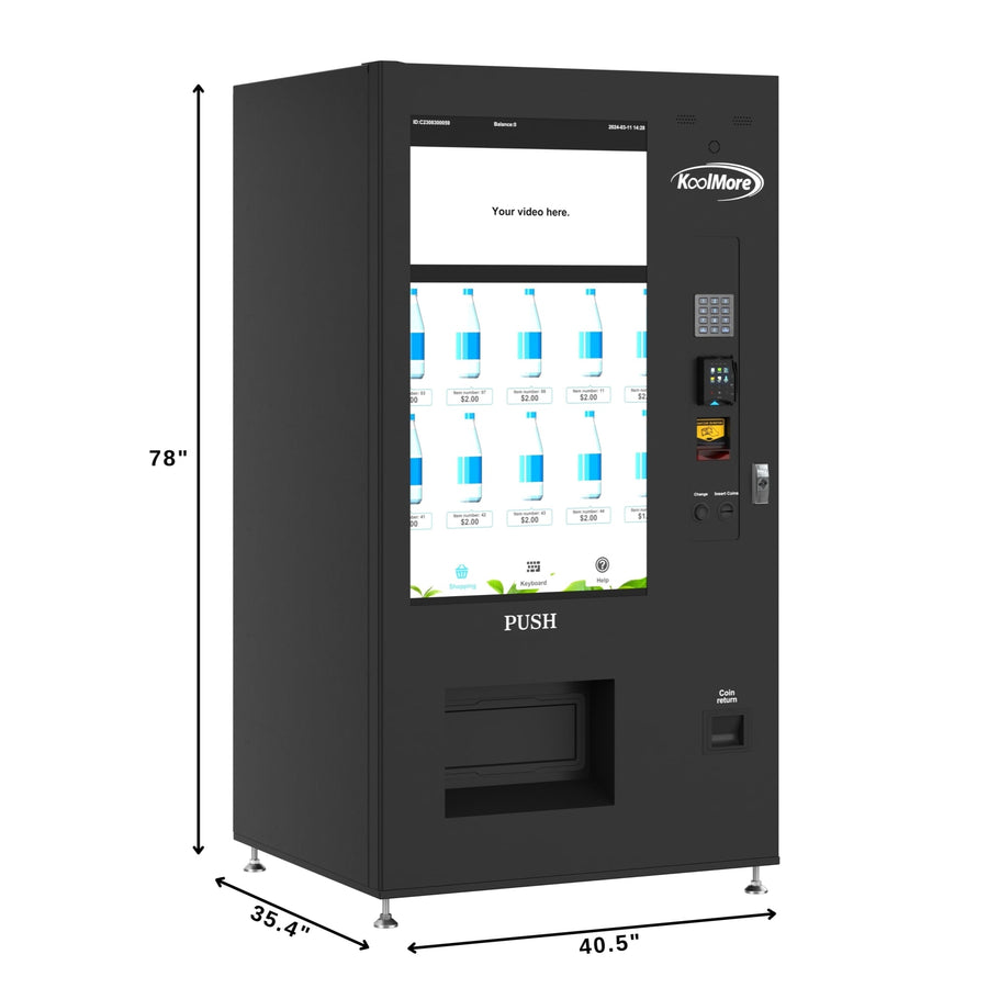 41 in. Refrigerated Snack Vending Machine with 48 Slots and Ample 49 in.Touch Display, Bill Acceptor, Credit Card Reader, Wifi, and 4G Connectivity in Black (KM-VMRWT-48BR)