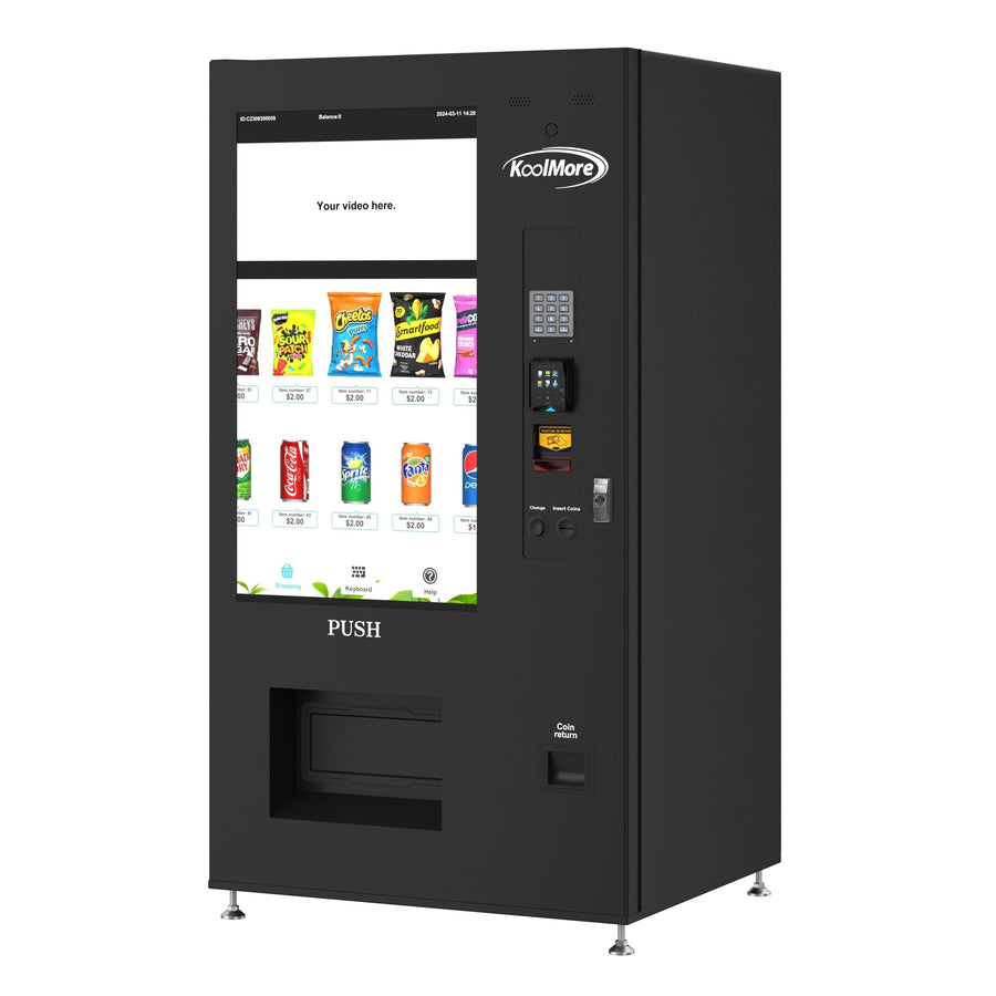 41 in. Refrigerated Snack Vending Machine with 48 Slots and Ample 49 in.Touch Display, Bill Acceptor, Credit Card Reader, Wifi, and 4G Connectivity in Black (KM-VMRWT-48BR)