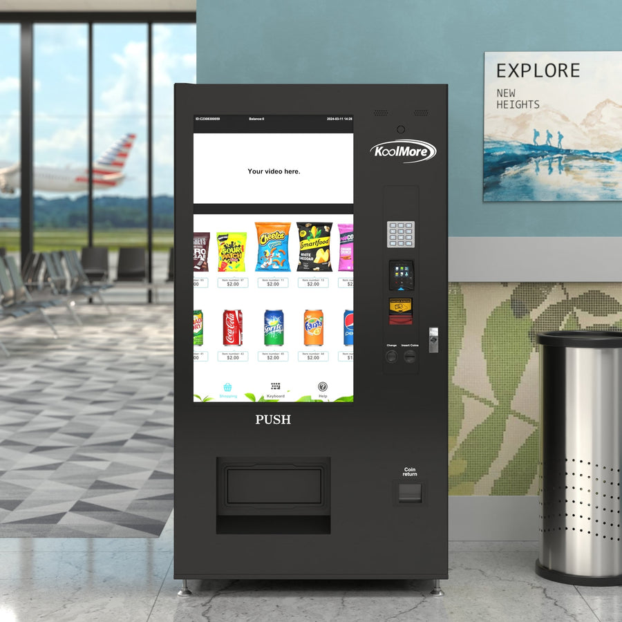 41 in. Refrigerated Snack Vending Machine with 48 Slots and Ample 49 in.Touch Display, Bill Acceptor, Credit Card Reader, Wifi, and 4G Connectivity in Black (KM-VMRWT-48BR)