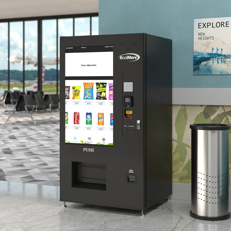 41 in. Refrigerated Snack Vending Machine with 48 Slots and Ample 49 in.Touch Display, Bill Acceptor, Credit Card Reader, Wifi, and 4G Connectivity in Black (KM-VMRWT-48BR)