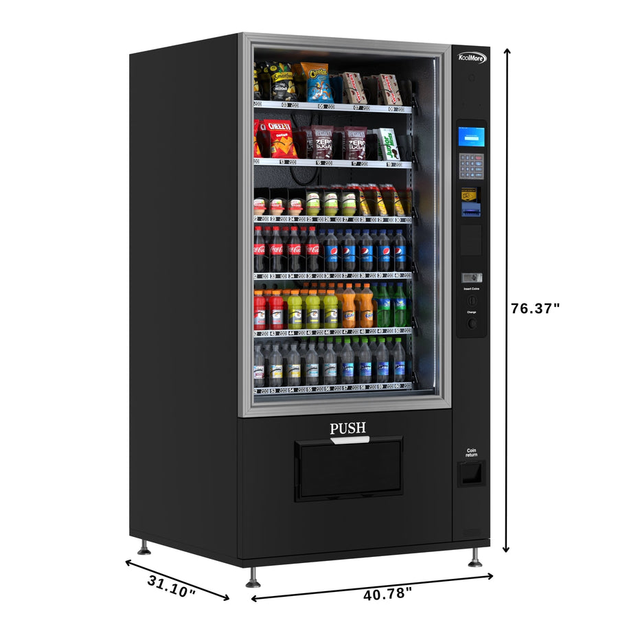 Refrigerated Snack and Drink Vending Machine with 60 Slots in Black