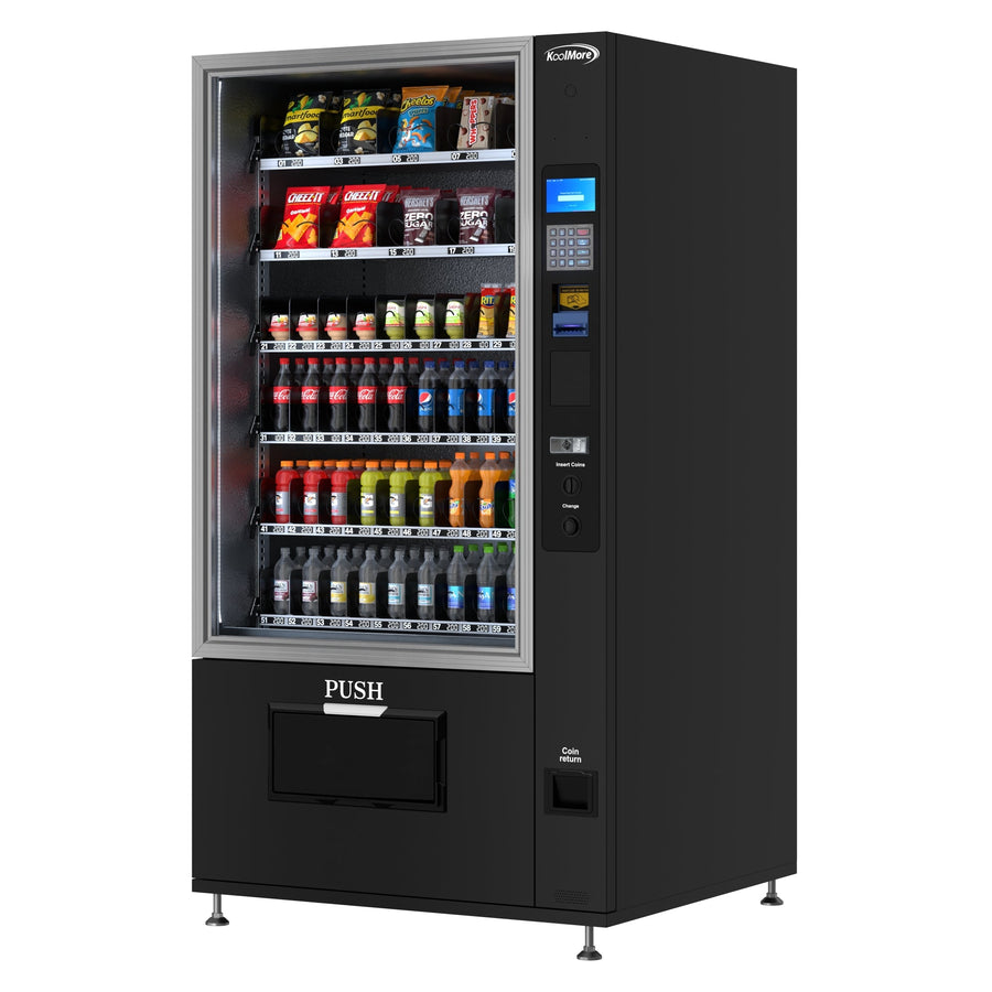 Refrigerated Snack and Drink Vending Machine with 60 Slots in Black