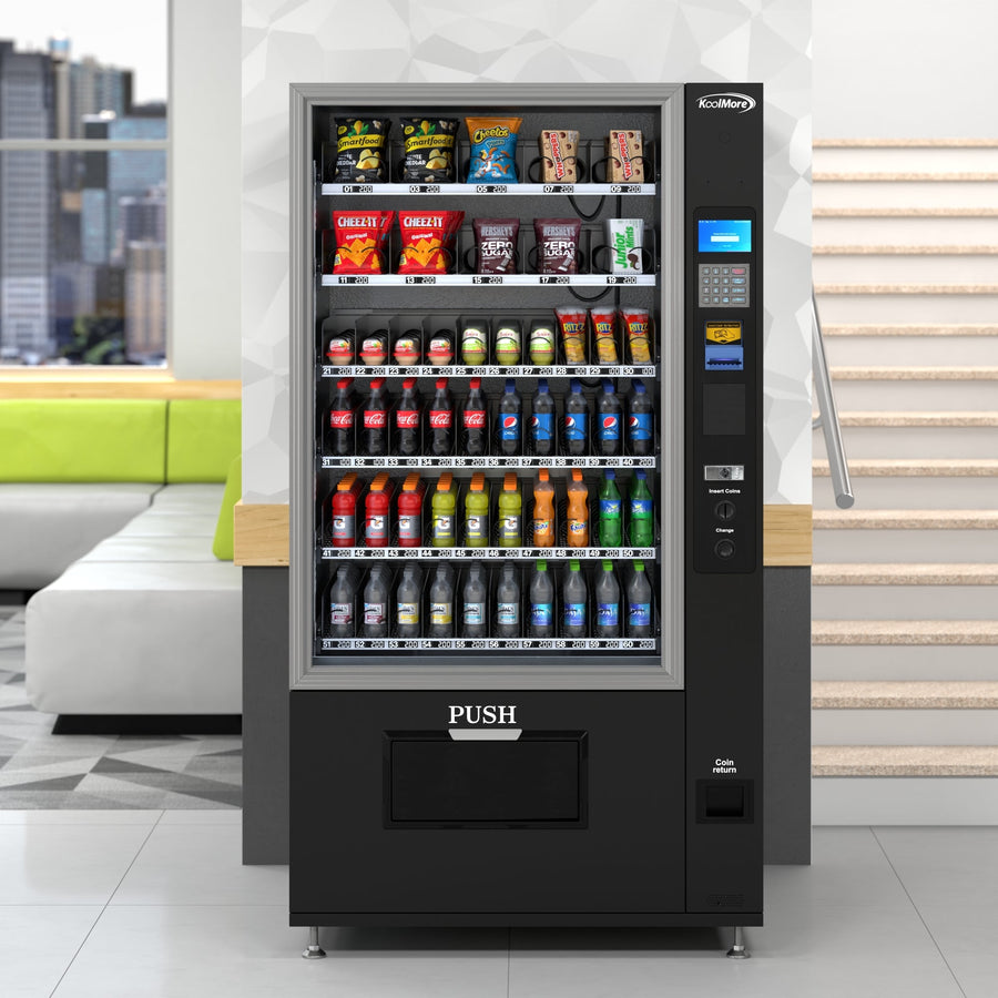 Refrigerated Snack and Drink Vending Machine with 60 Slots in Black