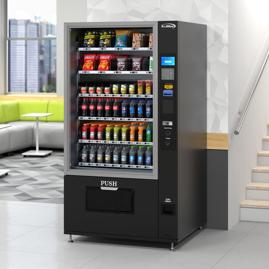 Refrigerated Snack and Drink Vending Machine with 60 Slots in Black