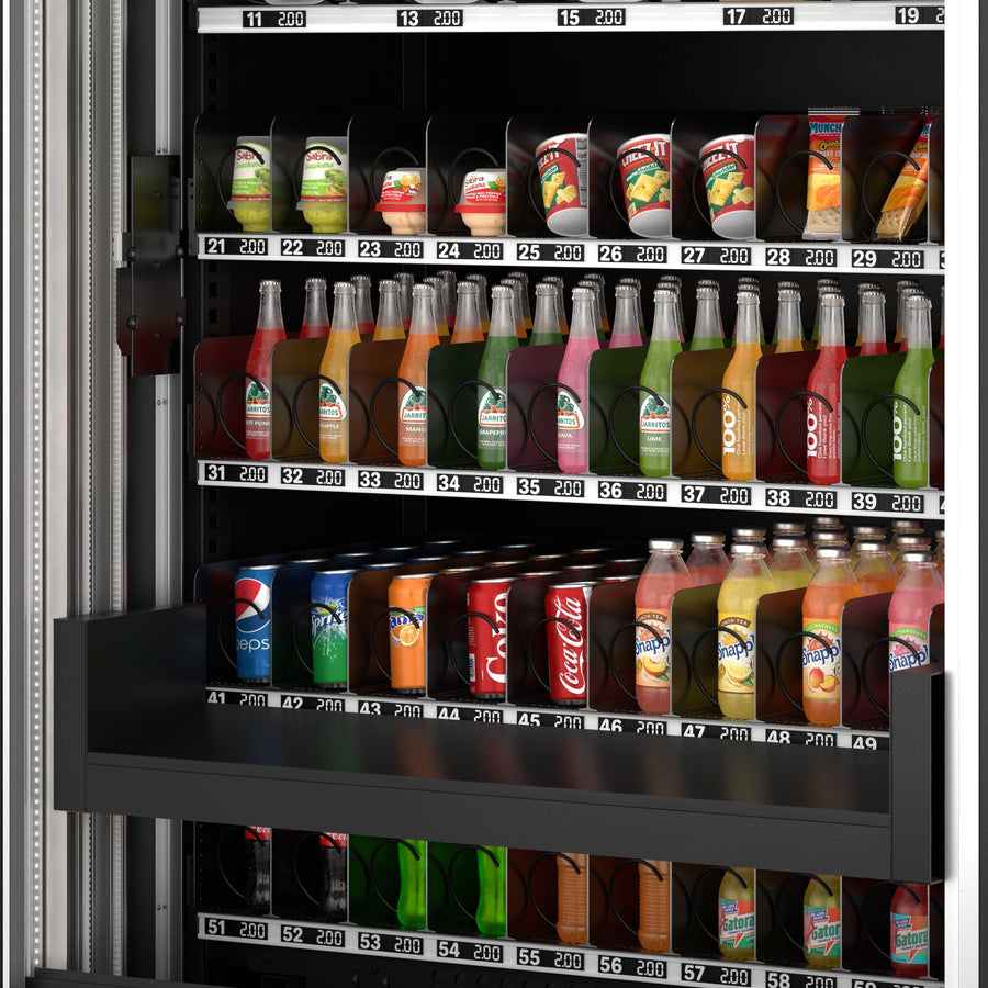Snack Vending Machine with 21.5 Inch Touch Display, 66 Slots and Elevator-Lift Dispensing System, Refrigerated, Bill Acceptor and Credit Card Reader, Wifi and 4G Connectivity in Black (KM-VMRWT-66EBR) - Wrap