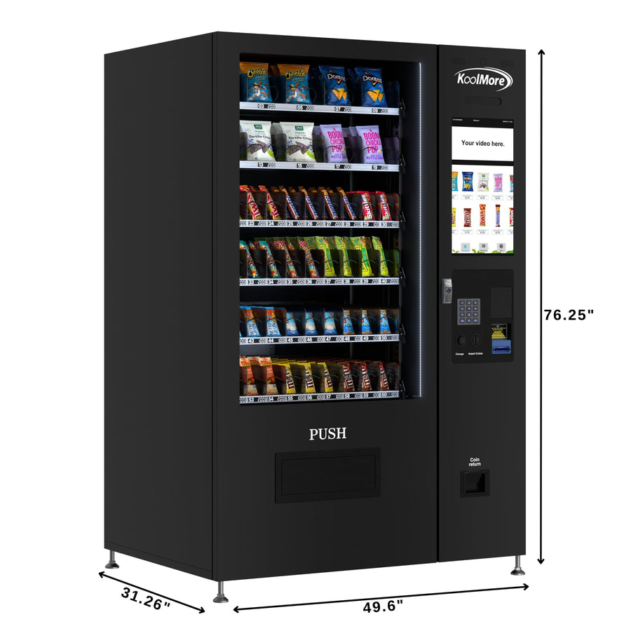 50 in. 60-Slot Snack Vending Machine with 22-inch Touch Screen in Black, Non-Refrigerated.