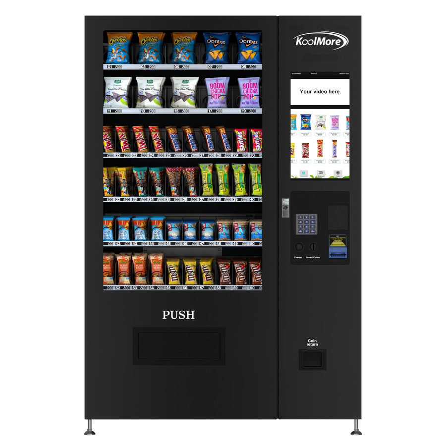 50 in. 60-Slot Snack Vending Machine with 22-inch Touch Screen in Black, Non-Refrigerated. - Wrap