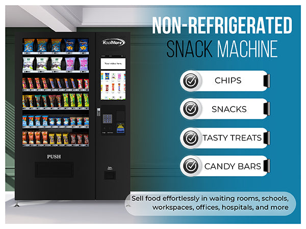 50 in. 60-Slot Snack Vending Machine with 22-inch Touch Screen in Black, Non-Refrigerated.