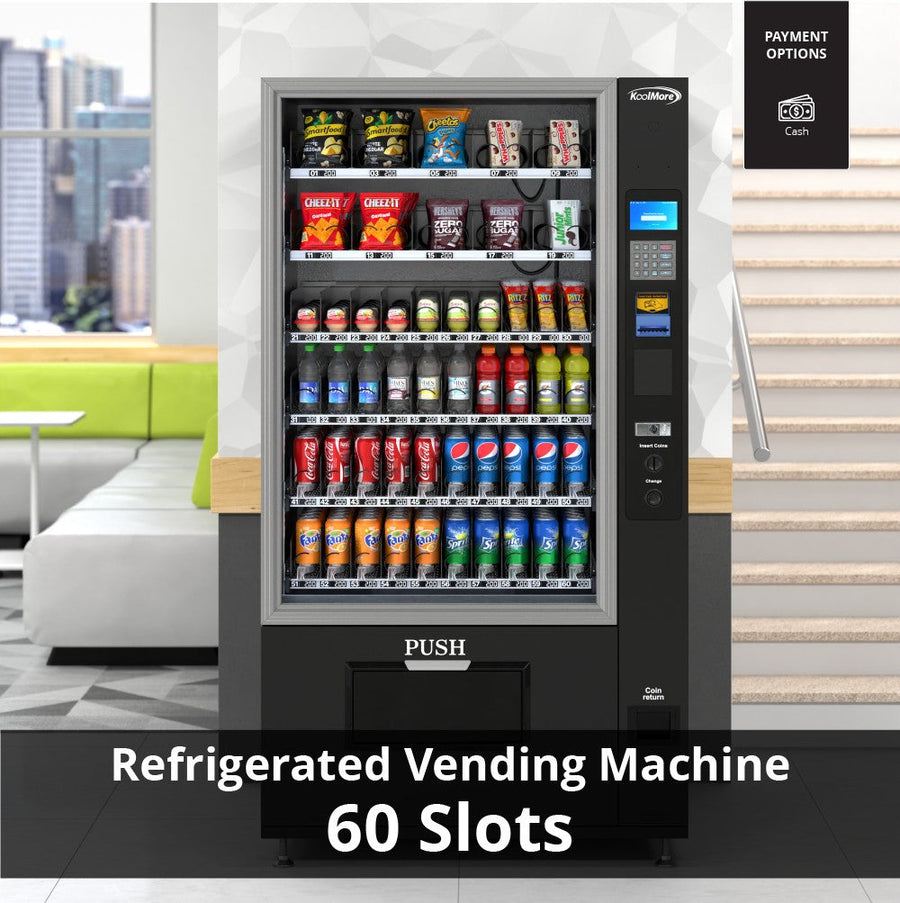 Refrigerated Snack and Drink Vending Machine with 60 Slots in Black