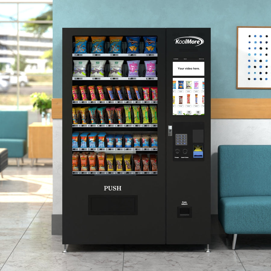 50 in. 60-Slot Snack Vending Machine with 22-inch Touch Screen in Black, Non-Refrigerated.