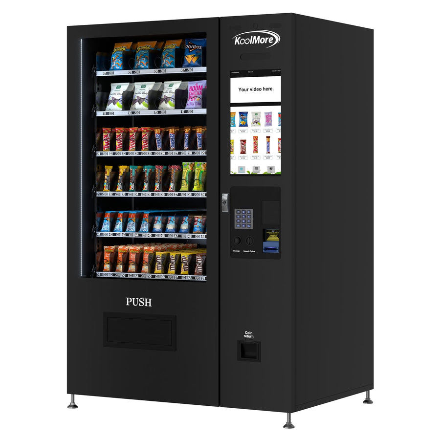 50 in. 60-Slot Snack Vending Machine with 22-inch Touch Screen in Black, Non-Refrigerated.