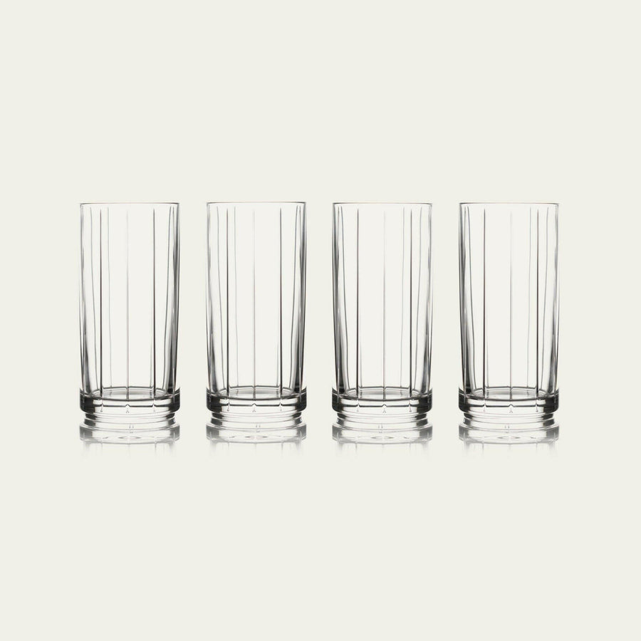 Elegant highball glasses set perfect for sophisticated cocktail presentations and stylish dining experiences.