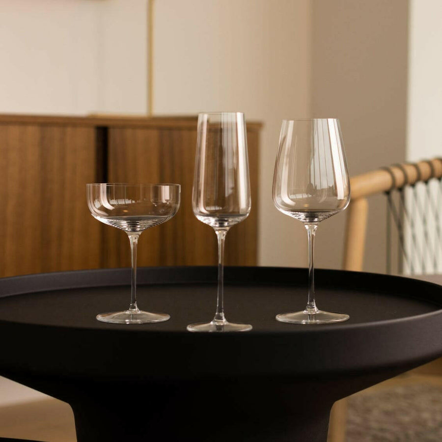 Elegant stemware set showcasing sophisticated glass design ideal for upscale dining and events