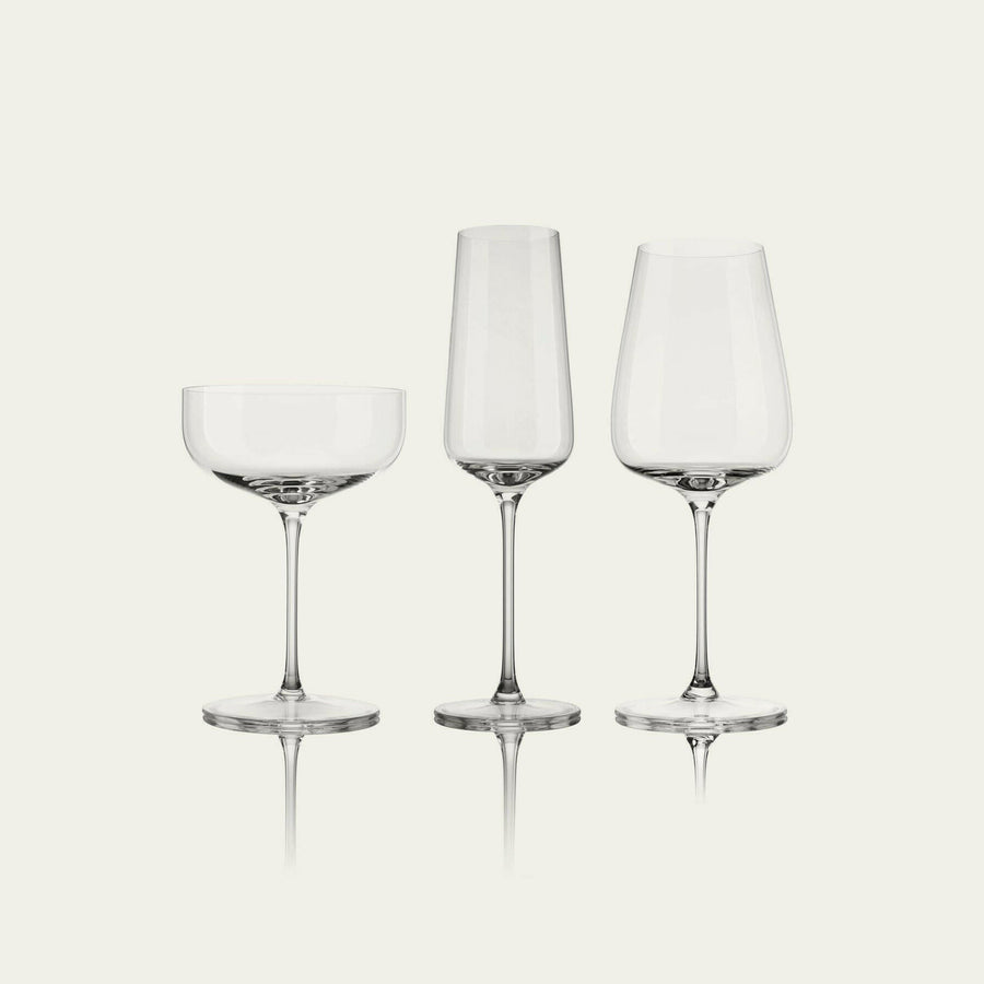 Elegant stemware set showcasing sophisticated glass design ideal for upscale dining and events